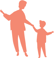 Adult and child holding hands