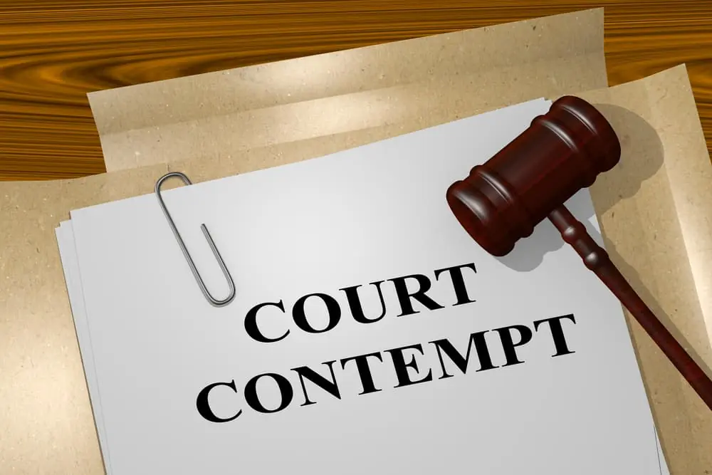 Render illustration of Court Contempt title on Legal Documents